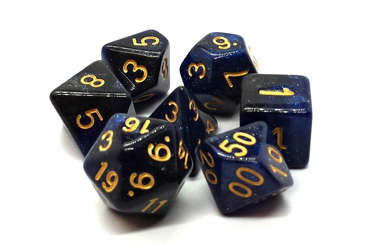 Galaxy - Deep Blue and Black (Old School Dice) - Dice
