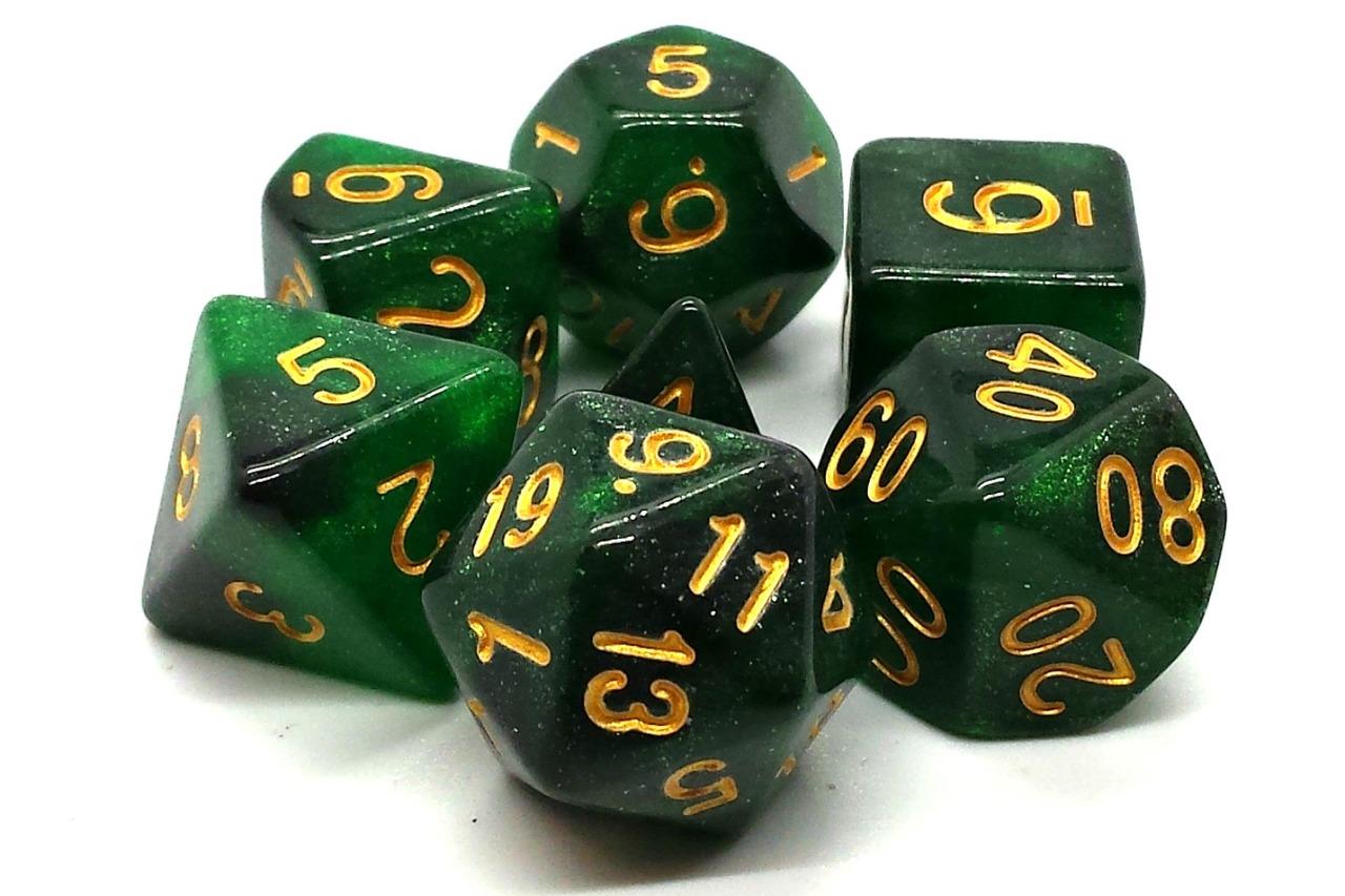 Galaxy - Green and Black (Old School Dice) - Dice