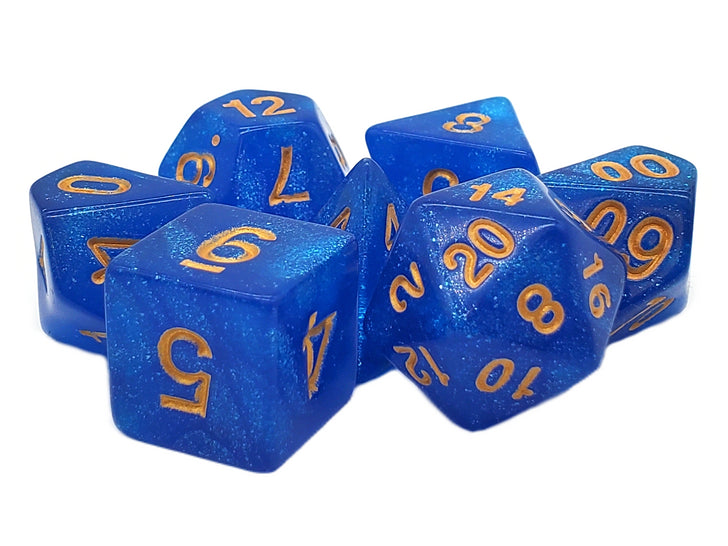 Galaxy - Blue Shimmer w/Gold (Old School Dice) - Dice