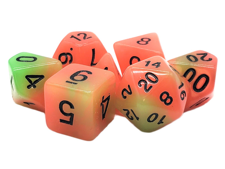 Glow - Green and Orange (Old School Dice) - Dice